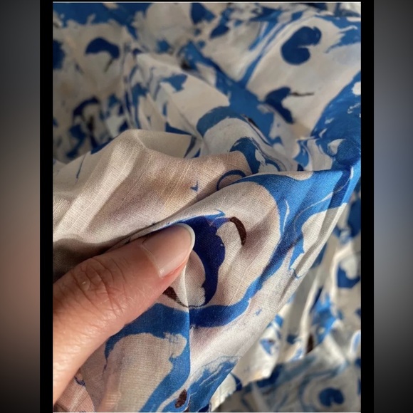 H&M hm Cotton Voile Ruffle Collar Peplum Mini Dress Drop waist Pattern Blue NWT - Picture 13 of 16